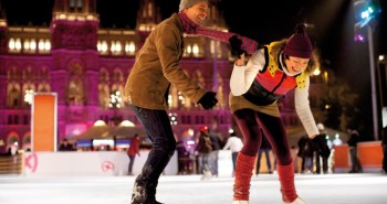 Patinaje sobre hielo en el centro de Viena
